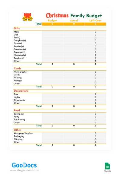 family household budget worksheet