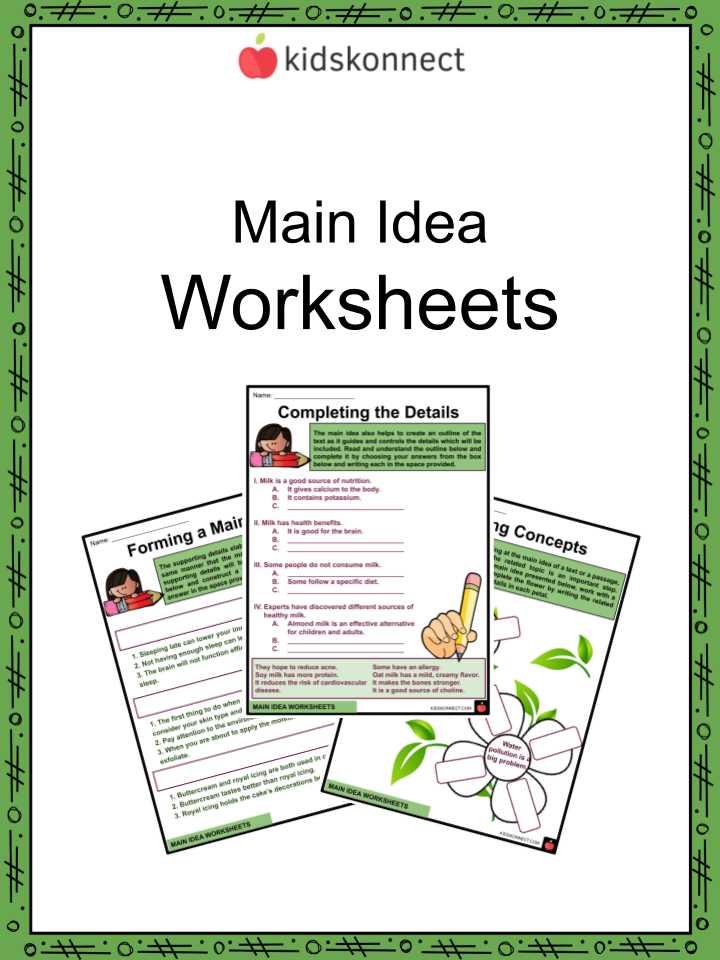 identify main idea worksheet
