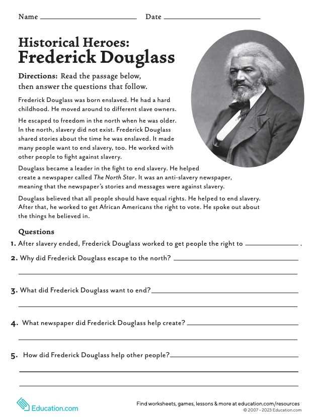 famous african american worksheets