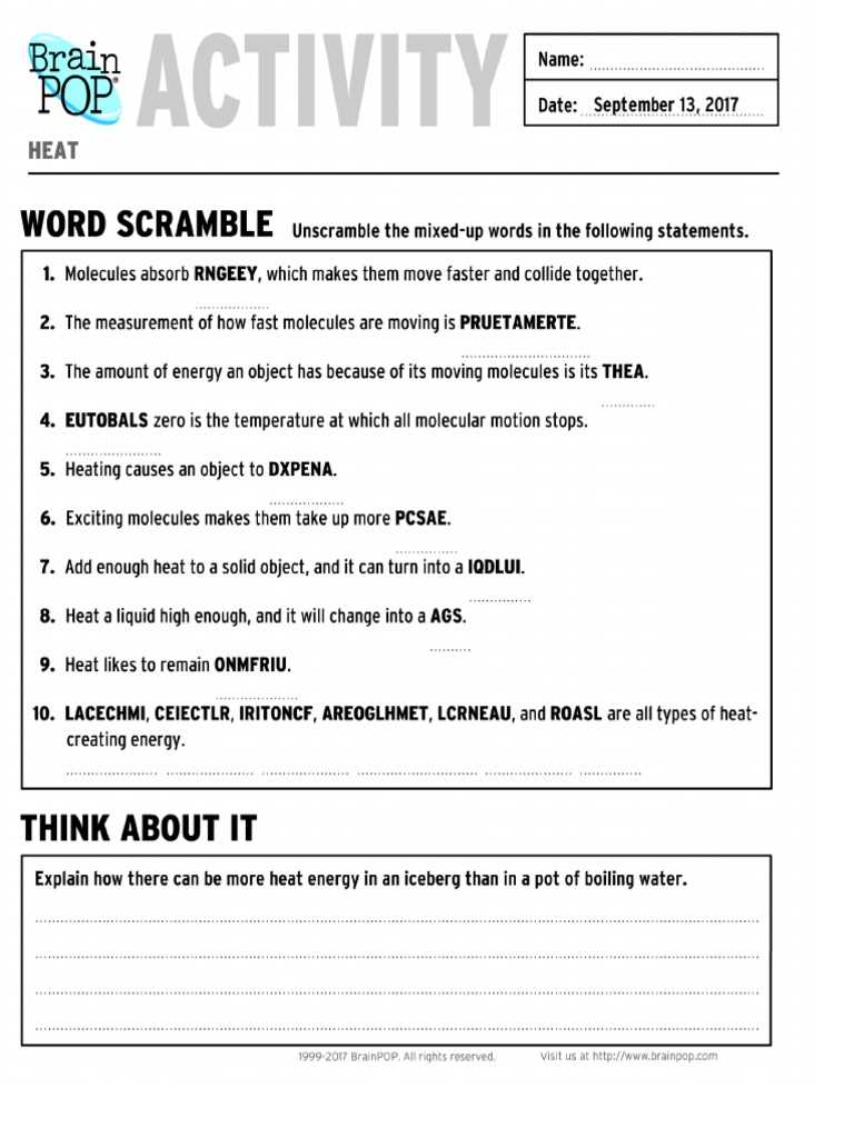 energy scramble worksheet