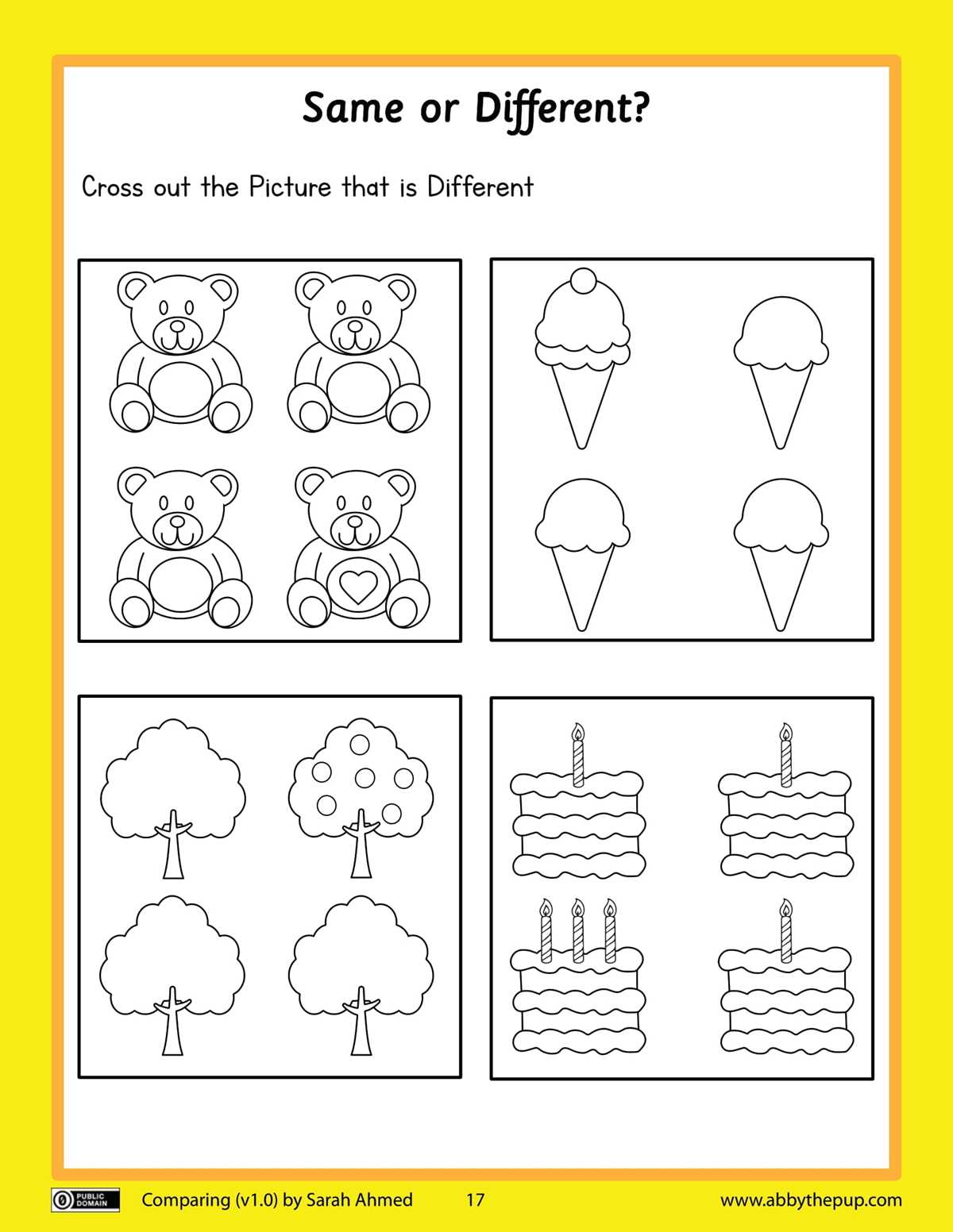same and different worksheet