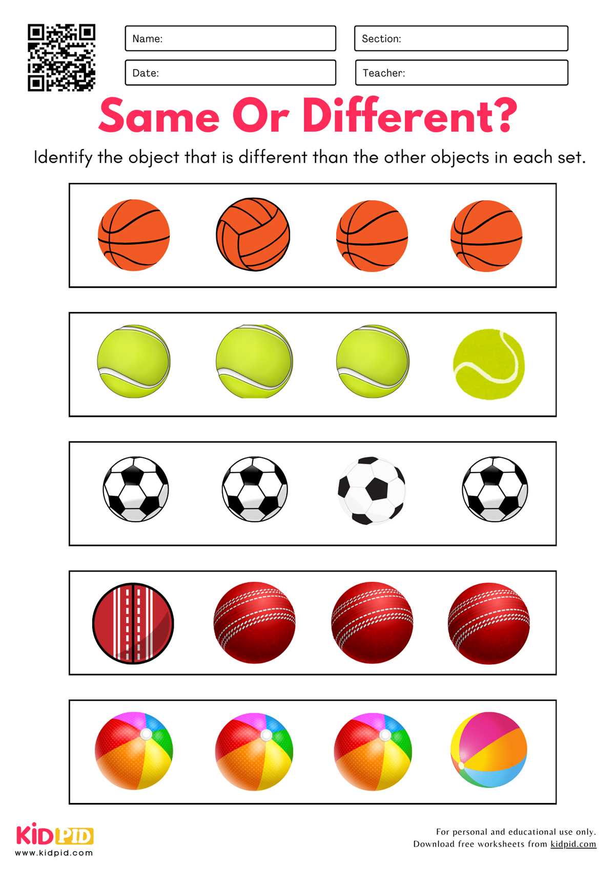 same vs different worksheets