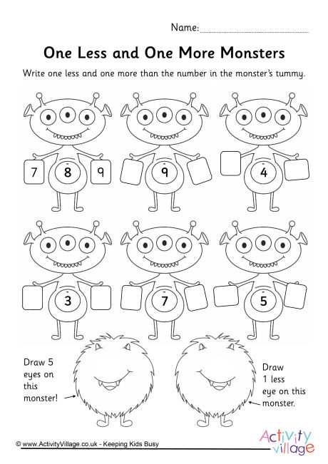 1 more 1 less worksheet