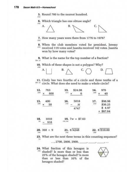 saxon math worksheet