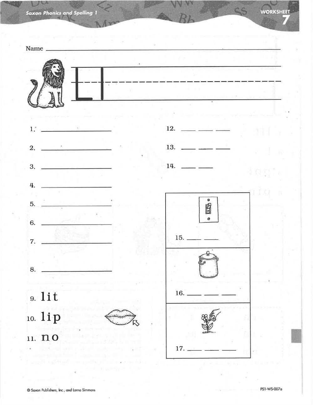 saxon phonics worksheets