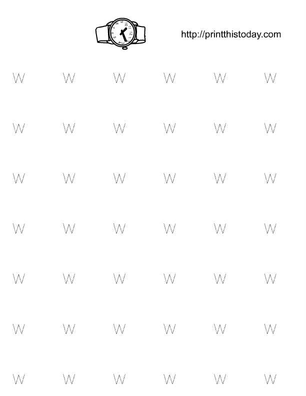 letter w tracing worksheets