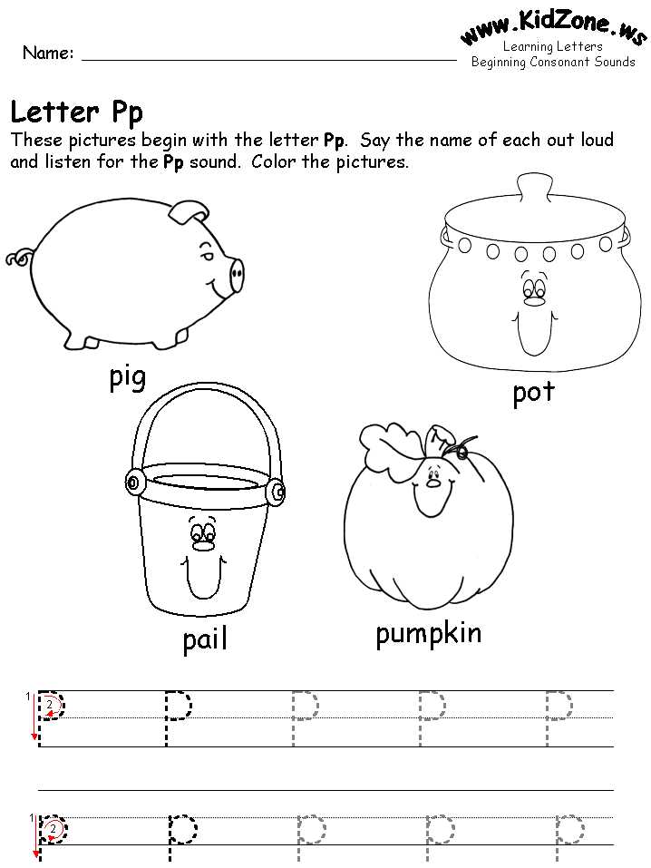 letter p worksheets for preschoolers