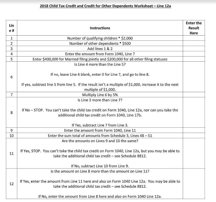 schedule 8812 credit limit worksheet a