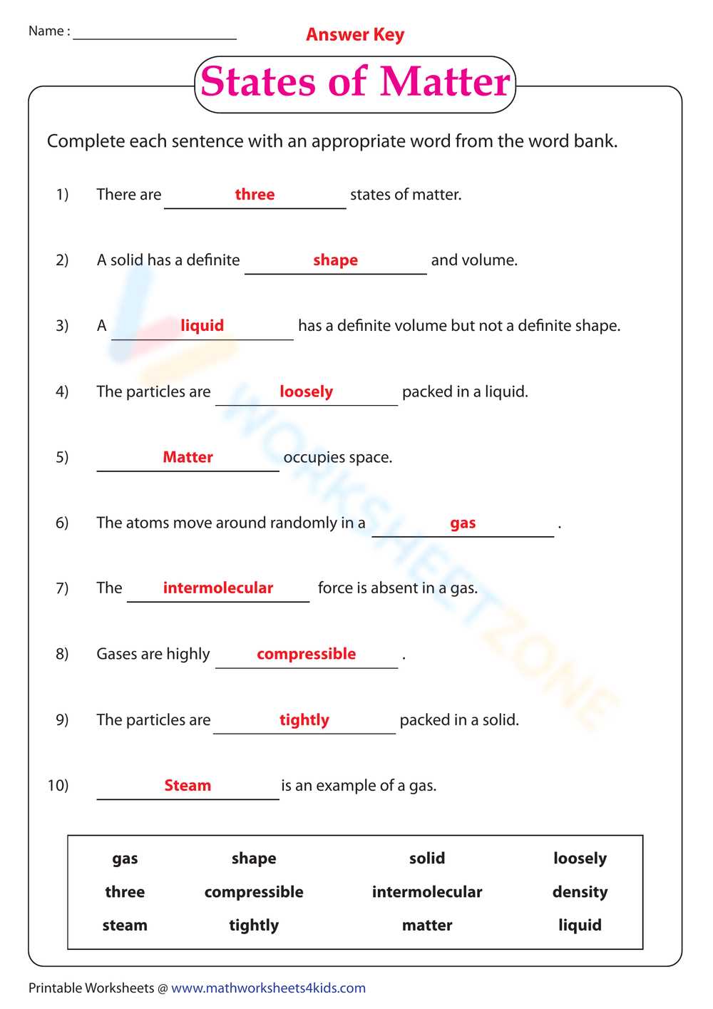science worksheets for grade 6
