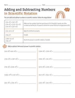 scientific notation addition and subtraction worksheet