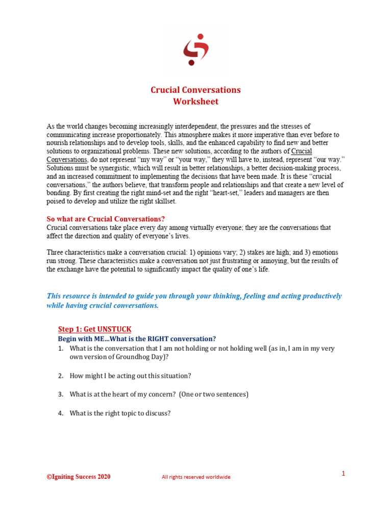 crucial conversation worksheet