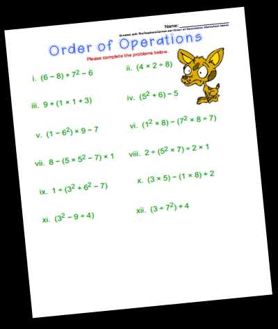 free pemdas worksheets