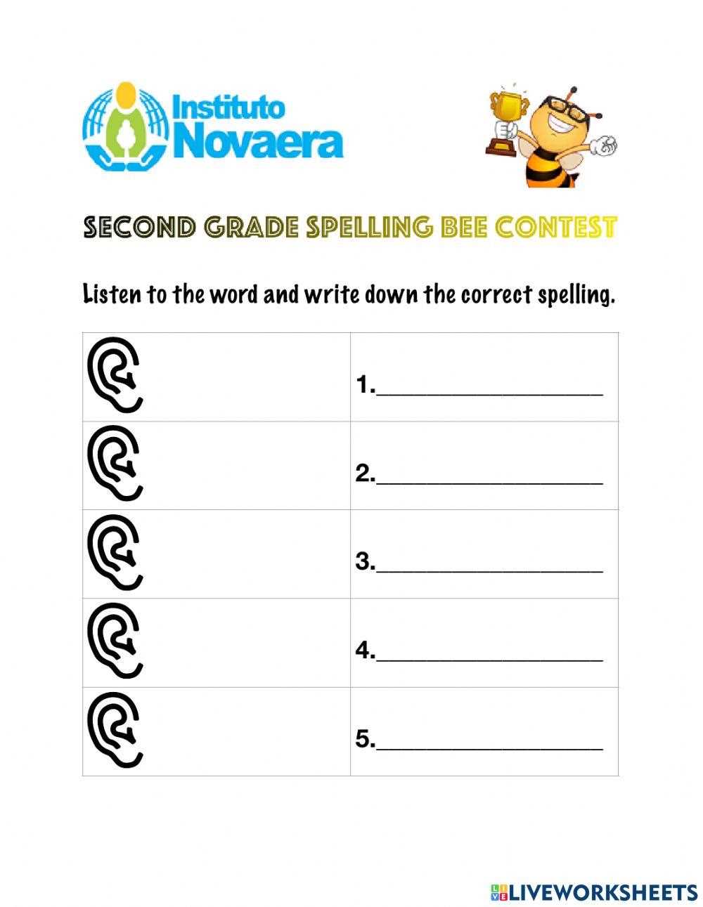 second grade spelling words worksheets