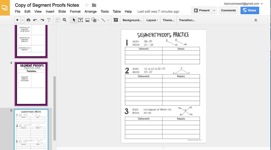 segment proofs worksheet