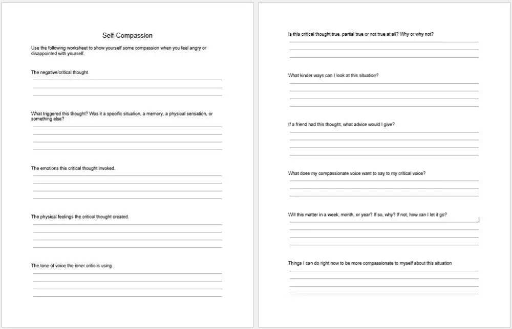 self compassion worksheets
