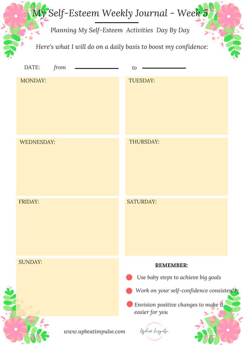 self esteem worksheets