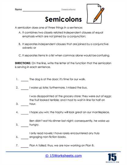 semicolon colon worksheet