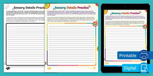 sensory details worksheet