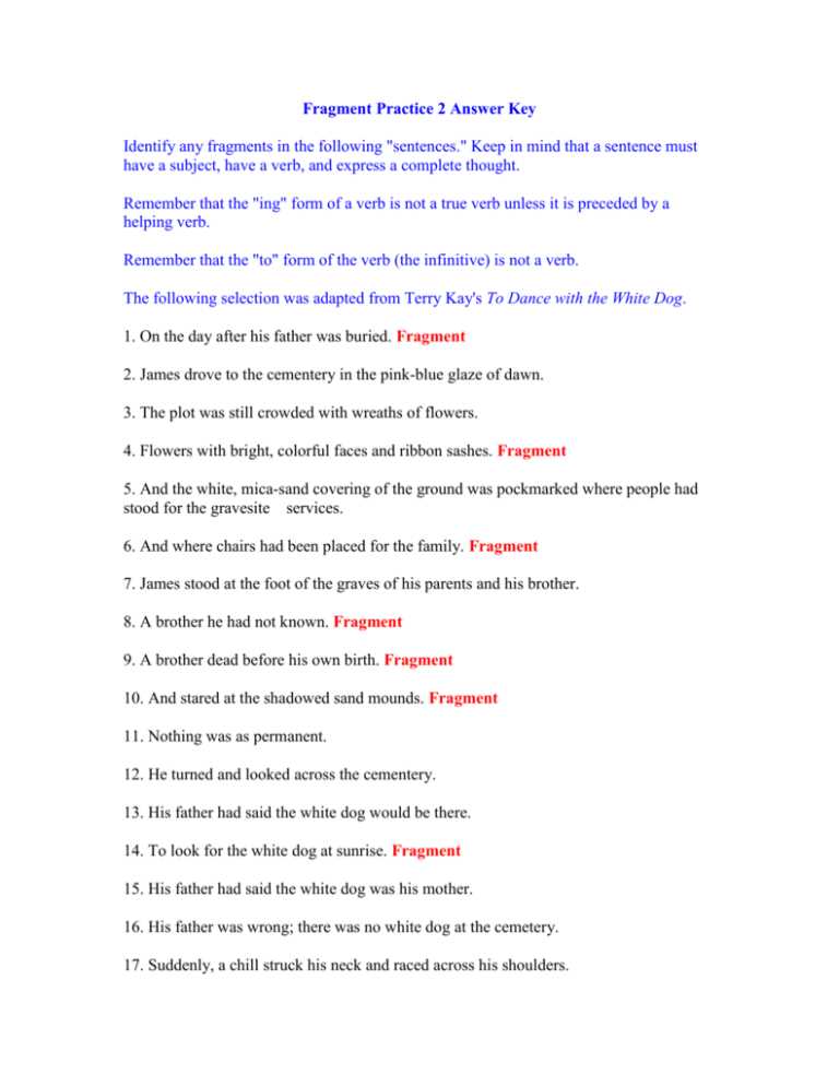 sentence and fragment worksheet