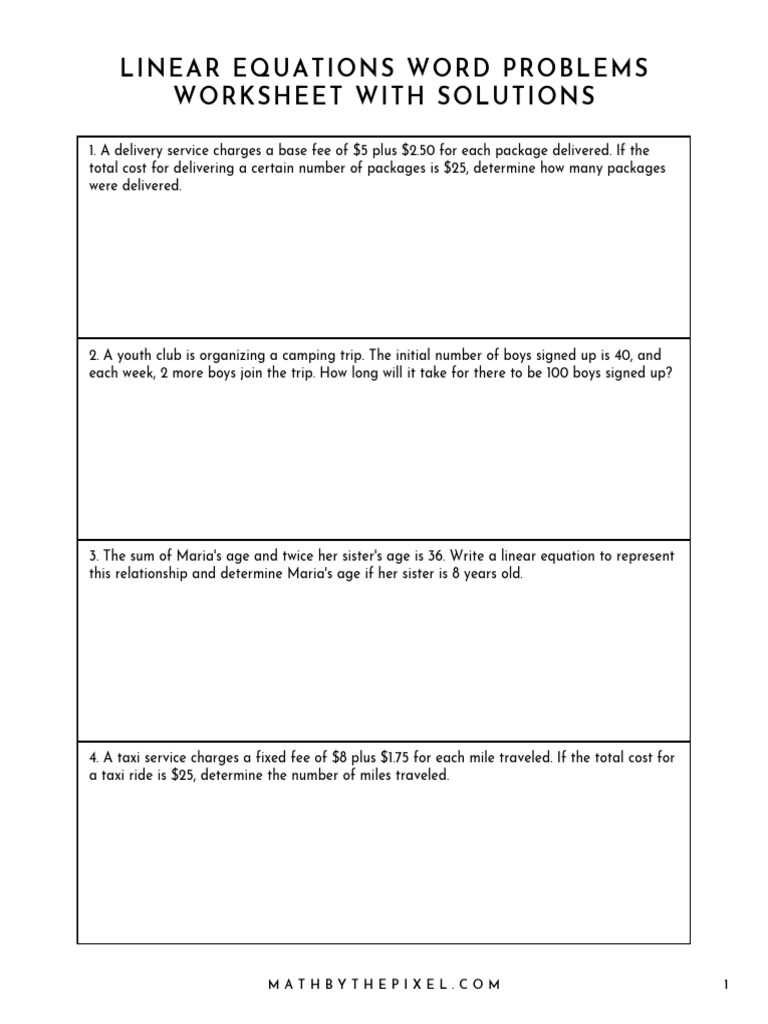 creating equations from word problems worksheet