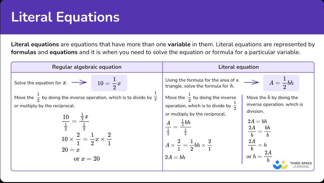 solving for literal equations worksheet