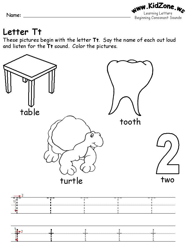 printable letter t worksheets