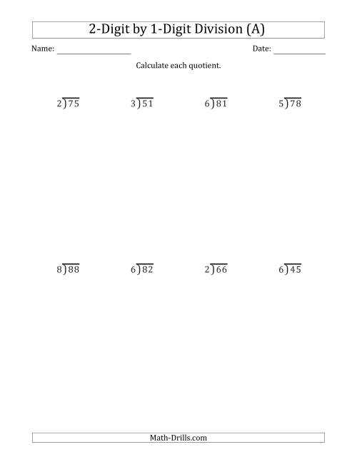 dividing with 2 digit divisors worksheet