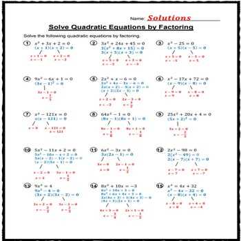 solving quadratic equations worksheet