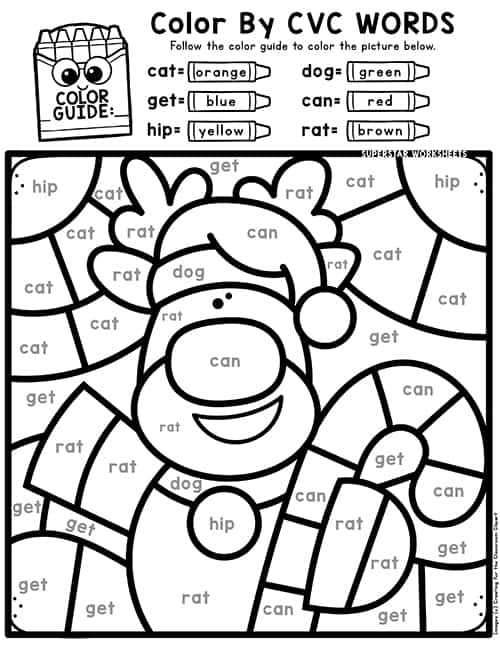 christmas color by code worksheets