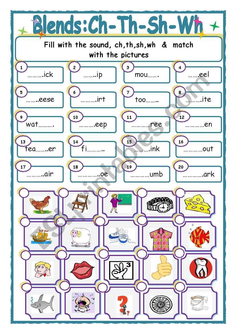 sh and ch worksheet