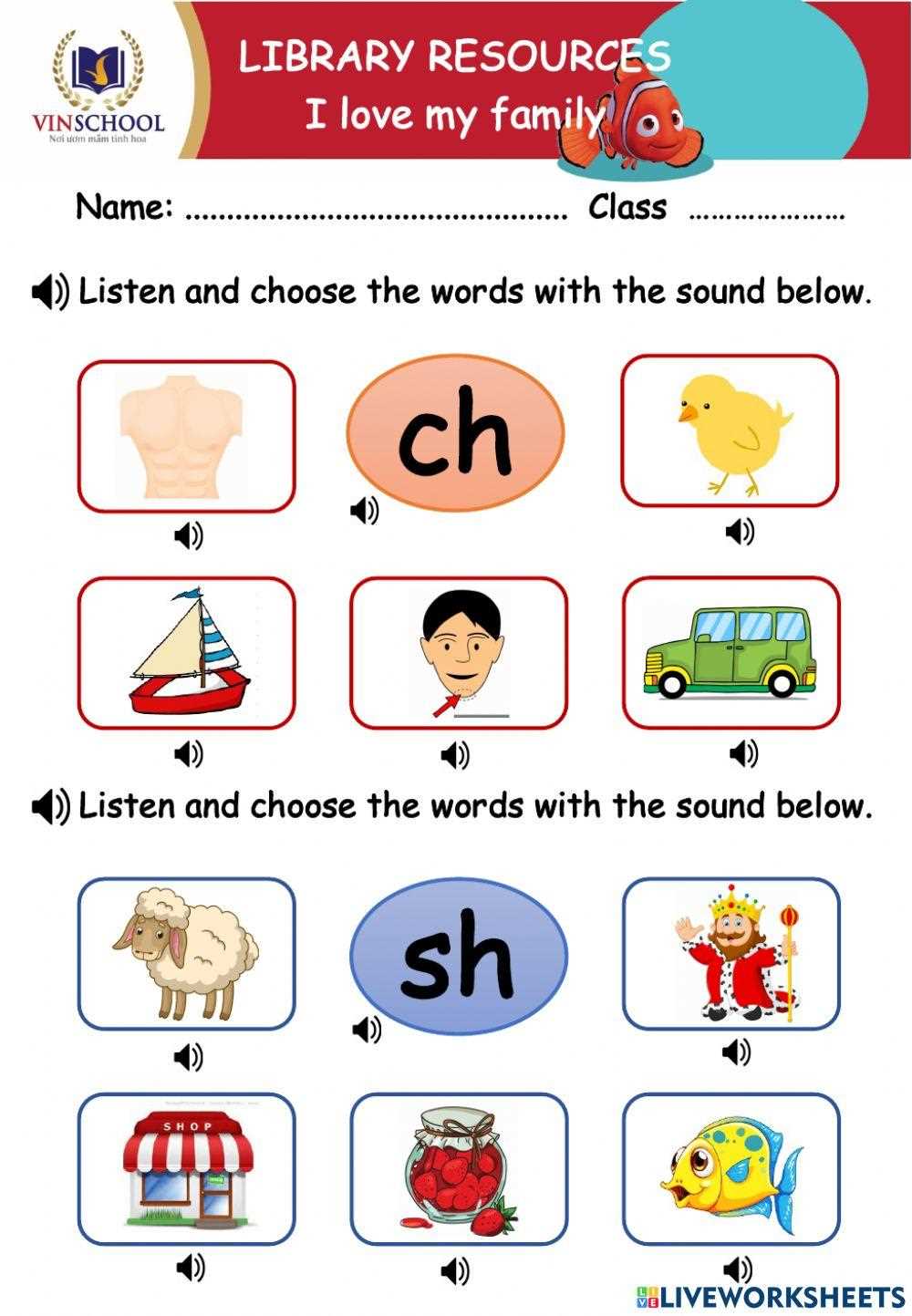sh and ch worksheet