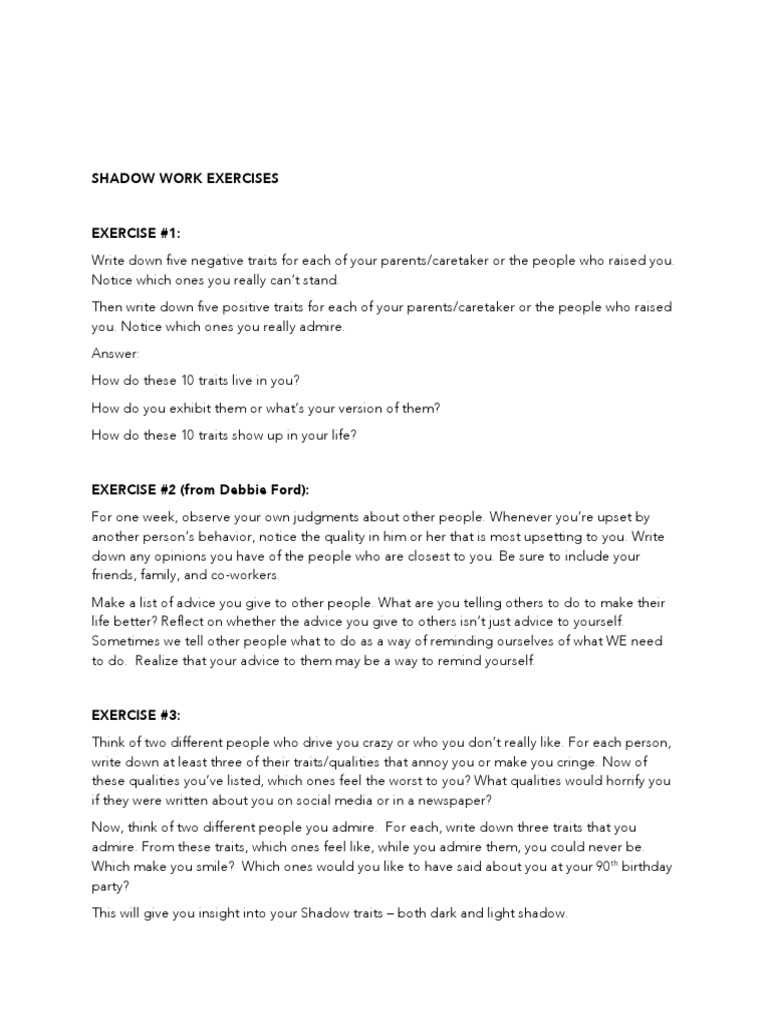 shadow work worksheets shadow work worksheets