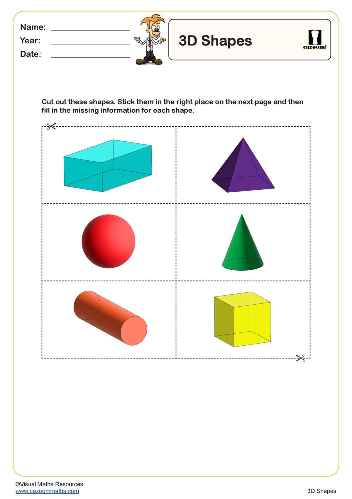 shapes 3d worksheets