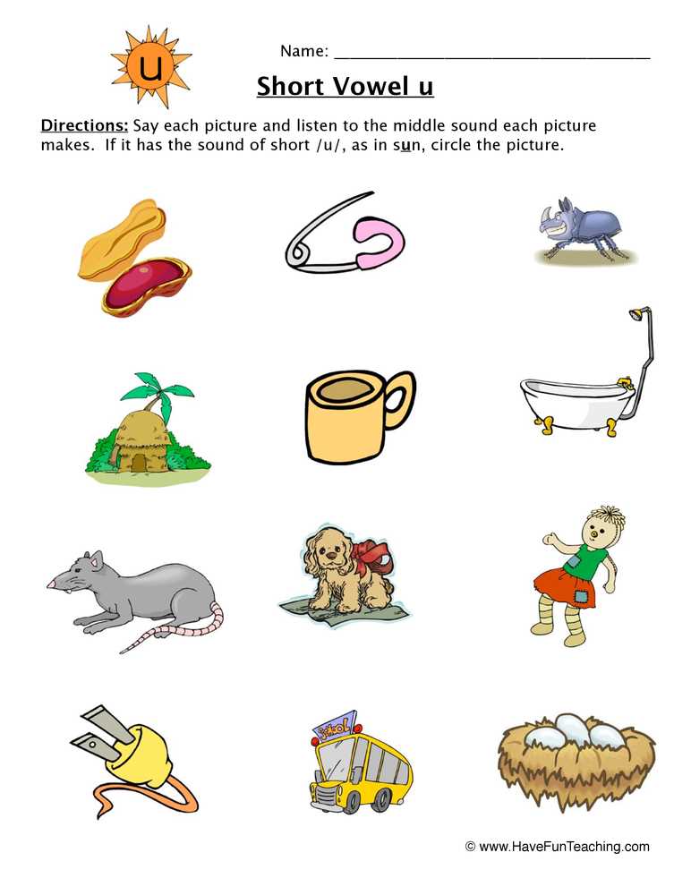 short sound worksheet
