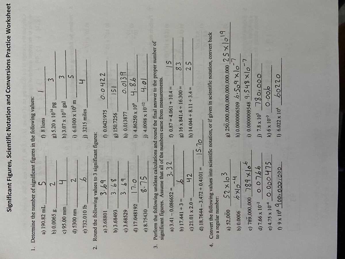 sig fig scientific notation worksheet