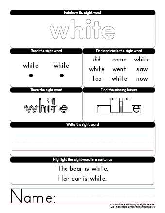 sight word what worksheet