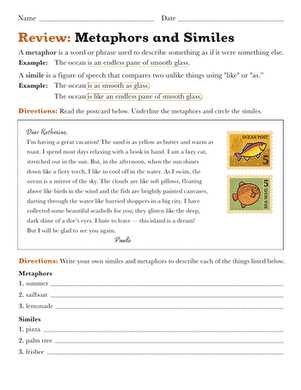 simile and metaphor worksheets