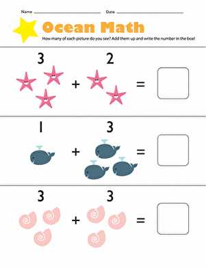 simple adding worksheets for kindergarten