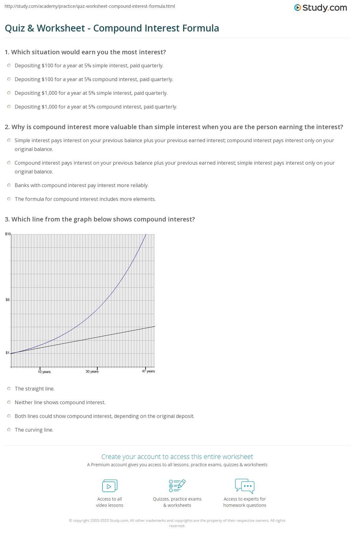 simple interest compound interest worksheet