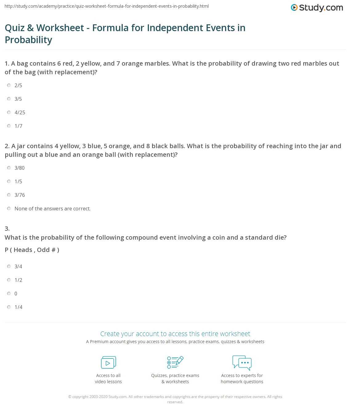 probability with compound events worksheet