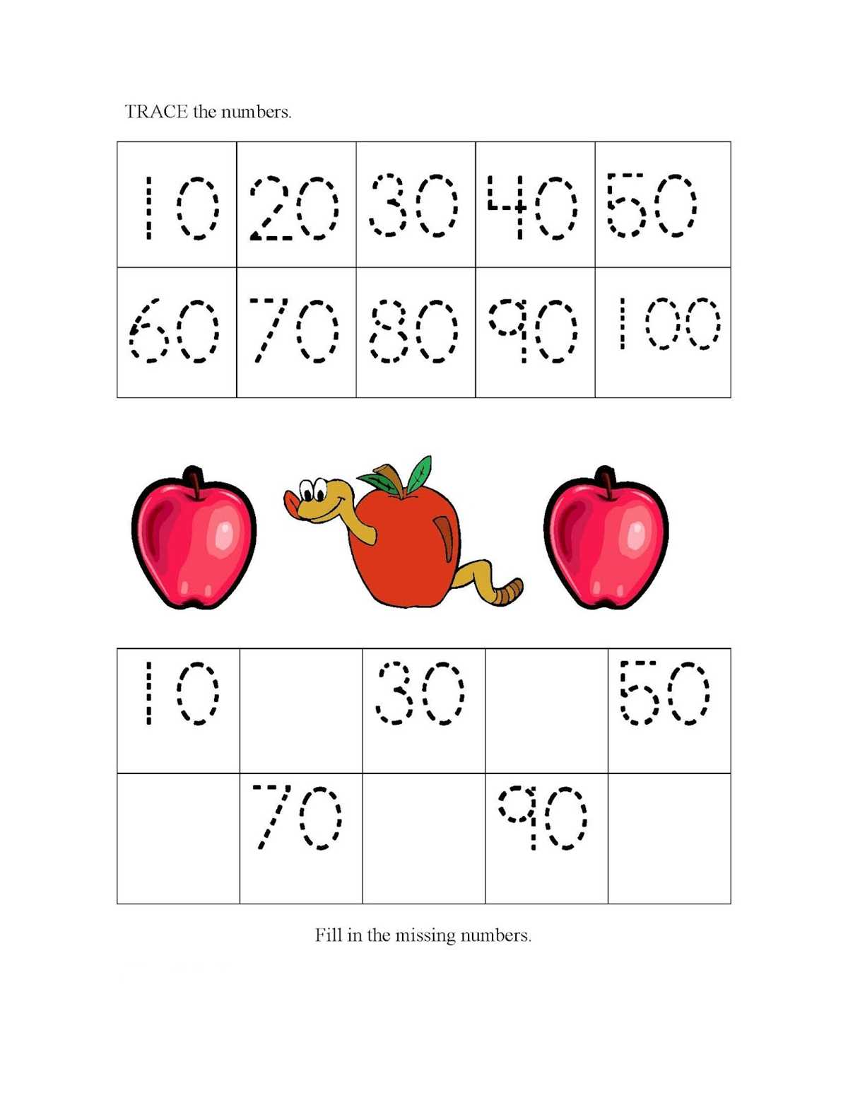 skip counting by 10 worksheets
