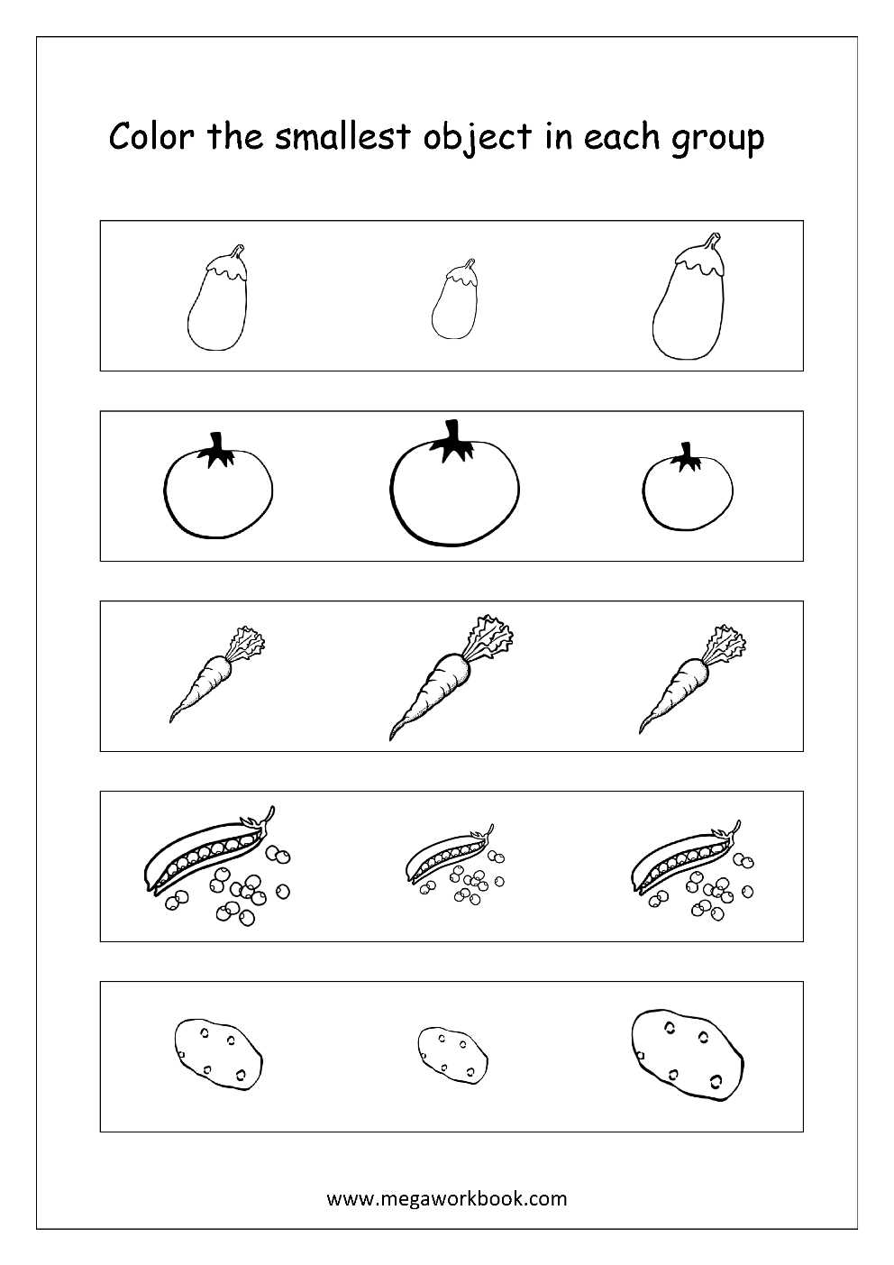 bigger and smaller objects worksheets