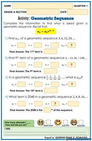 geometric sequence worksheets