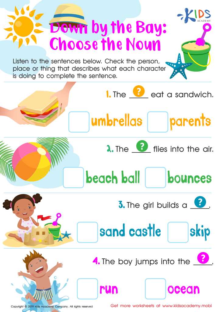 noun worksheets kindergarten
