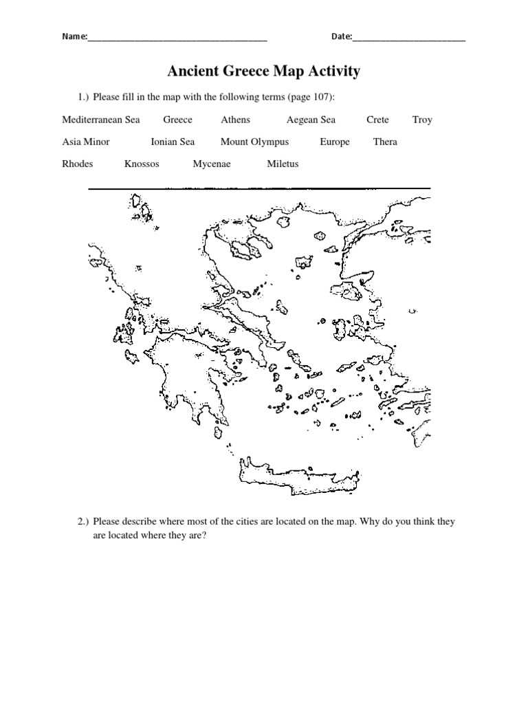 ancient greek geography worksheet