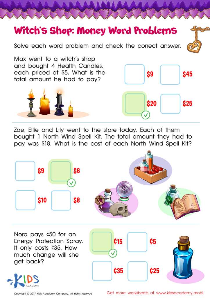 solution problems worksheet