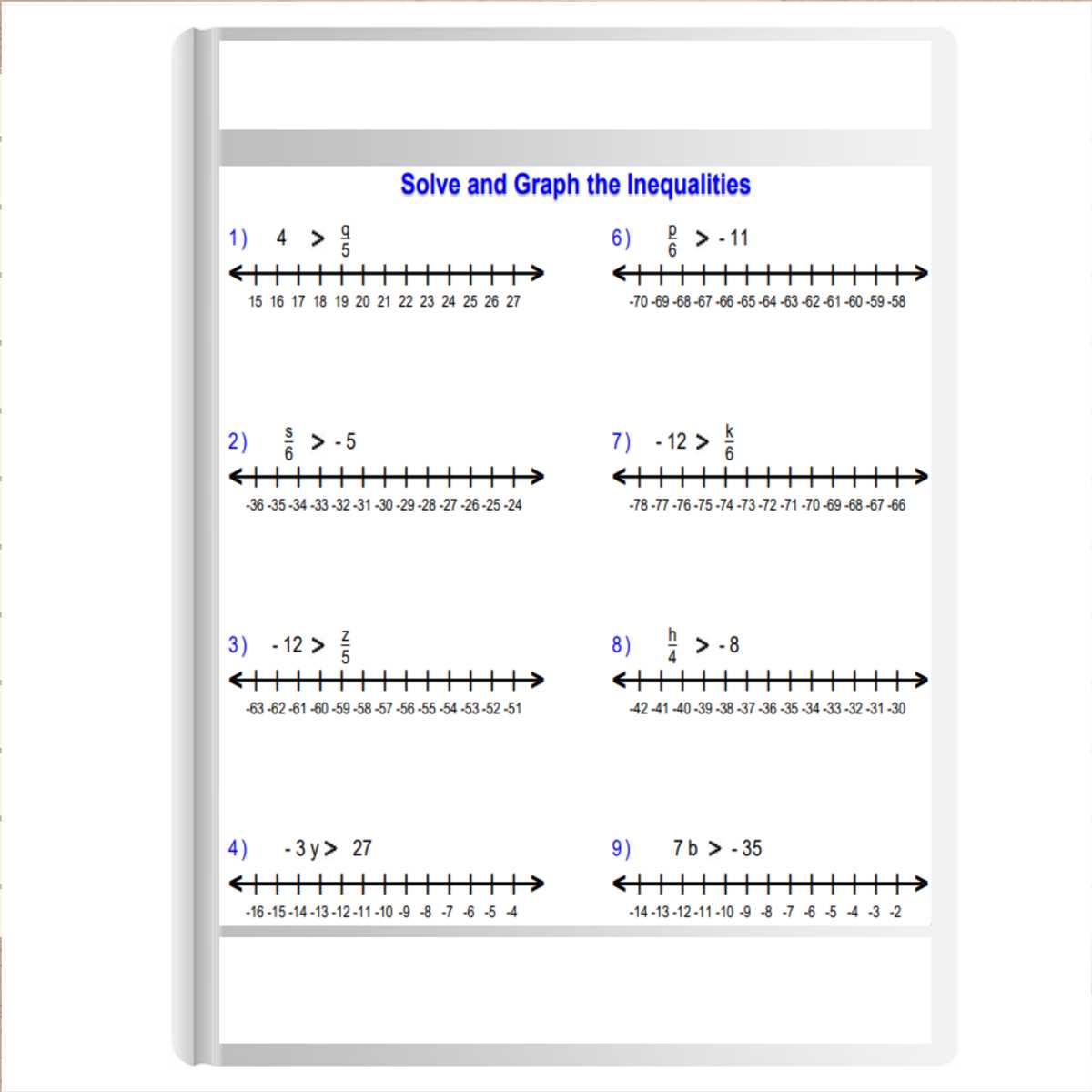 solving 2 step inequalities worksheet