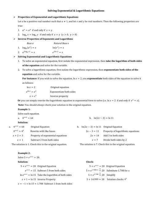 solving exponential equations with logarithms worksheet