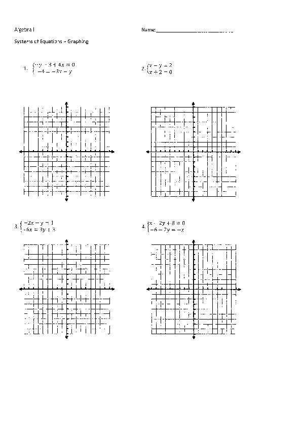 solving systems of equations by graphing worksheets