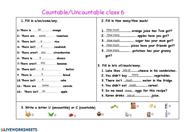 some any countable uncountable worksheet
